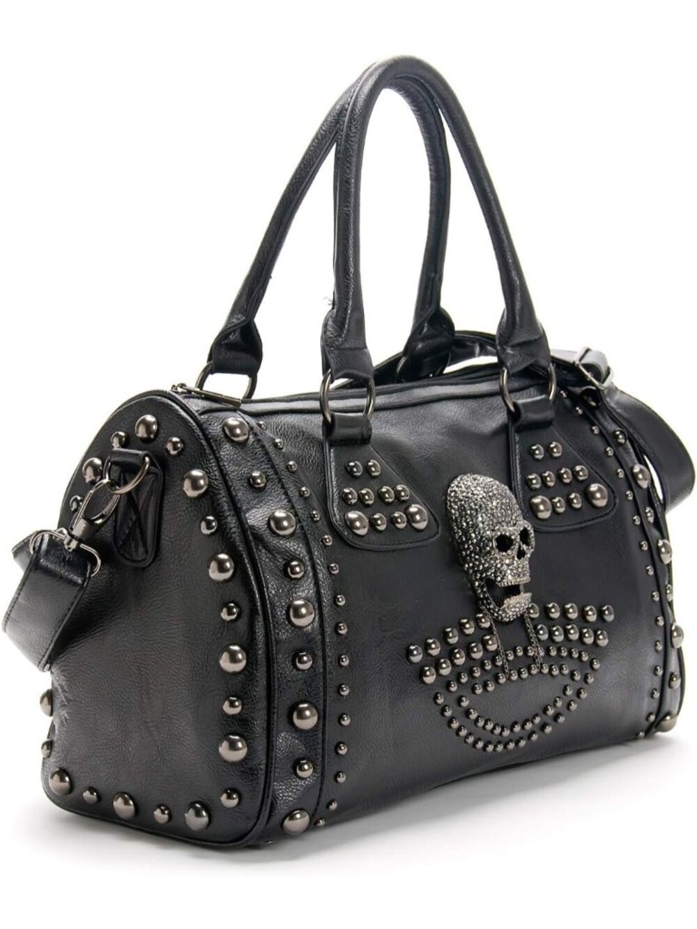 🎃Women's Black Skull Handbag Large Capacity Gothic Shoulder Bag Studded Handbag